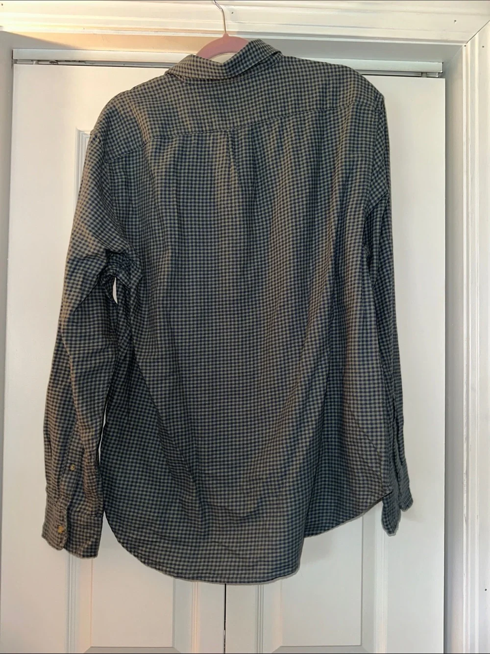 J. Crew Men's Blue and Green Mini Gingham Button-Down Shirt